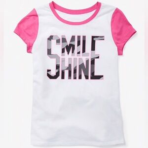 Justice Smile Shine Ringer Tee Girl’s T-shirt Top Sz 16 / 18 New NWT NIP